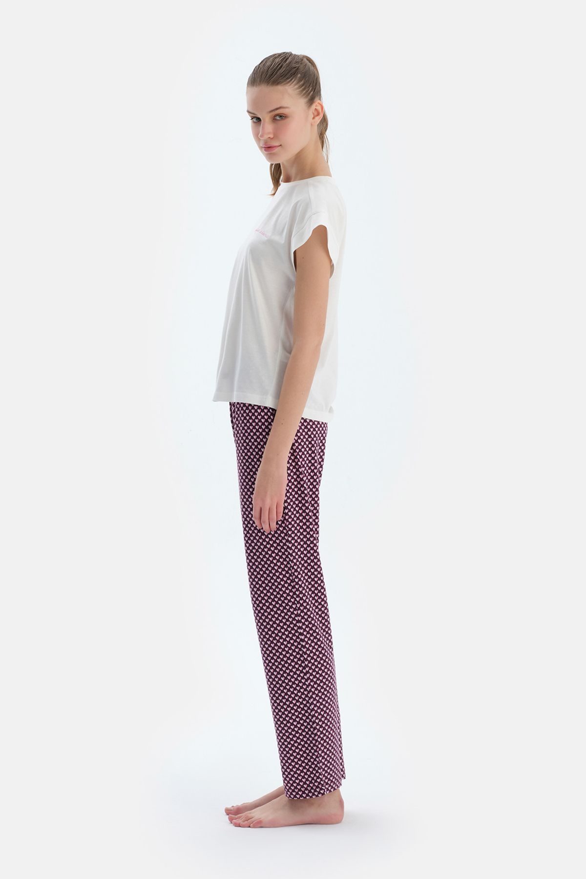 Dagi-Pink Metrage Patterned and Straight Double Trousers 8