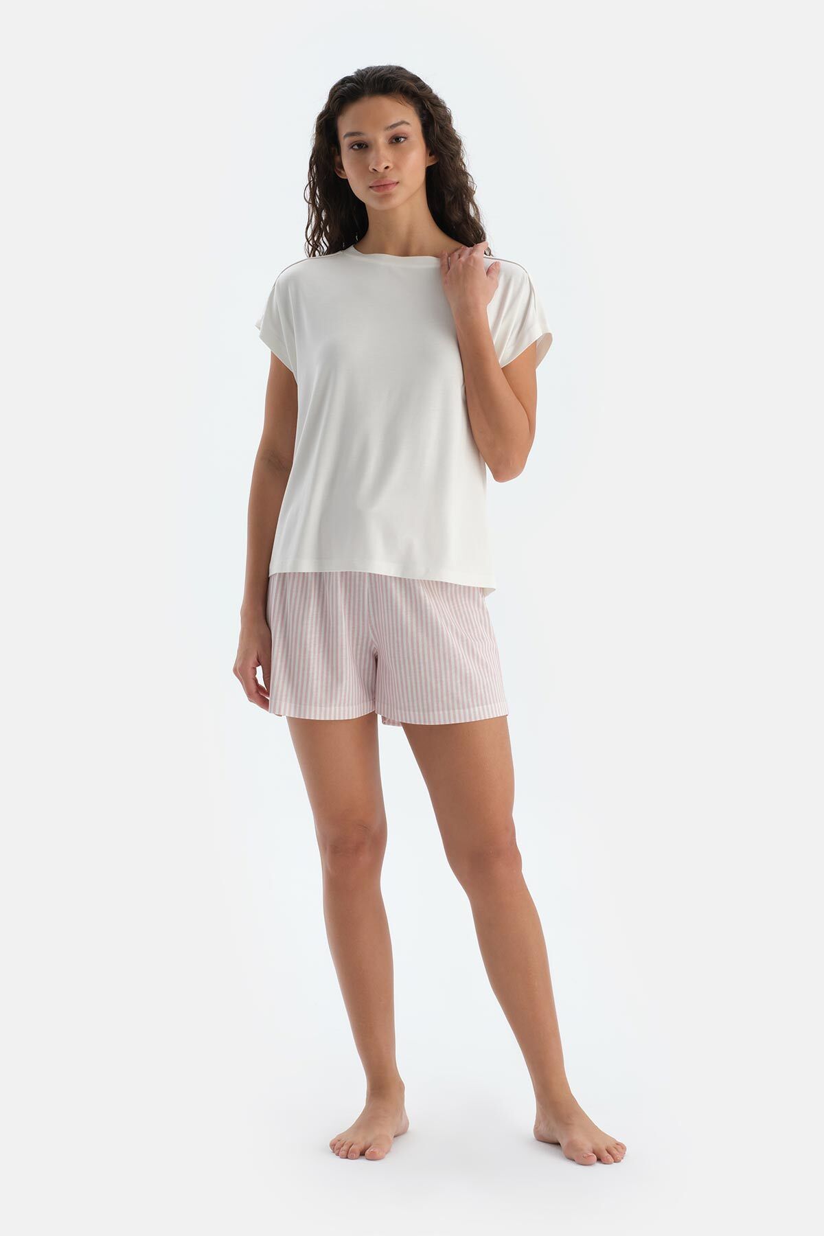 Dagi-Pink Combed Modal Double Shorts 7