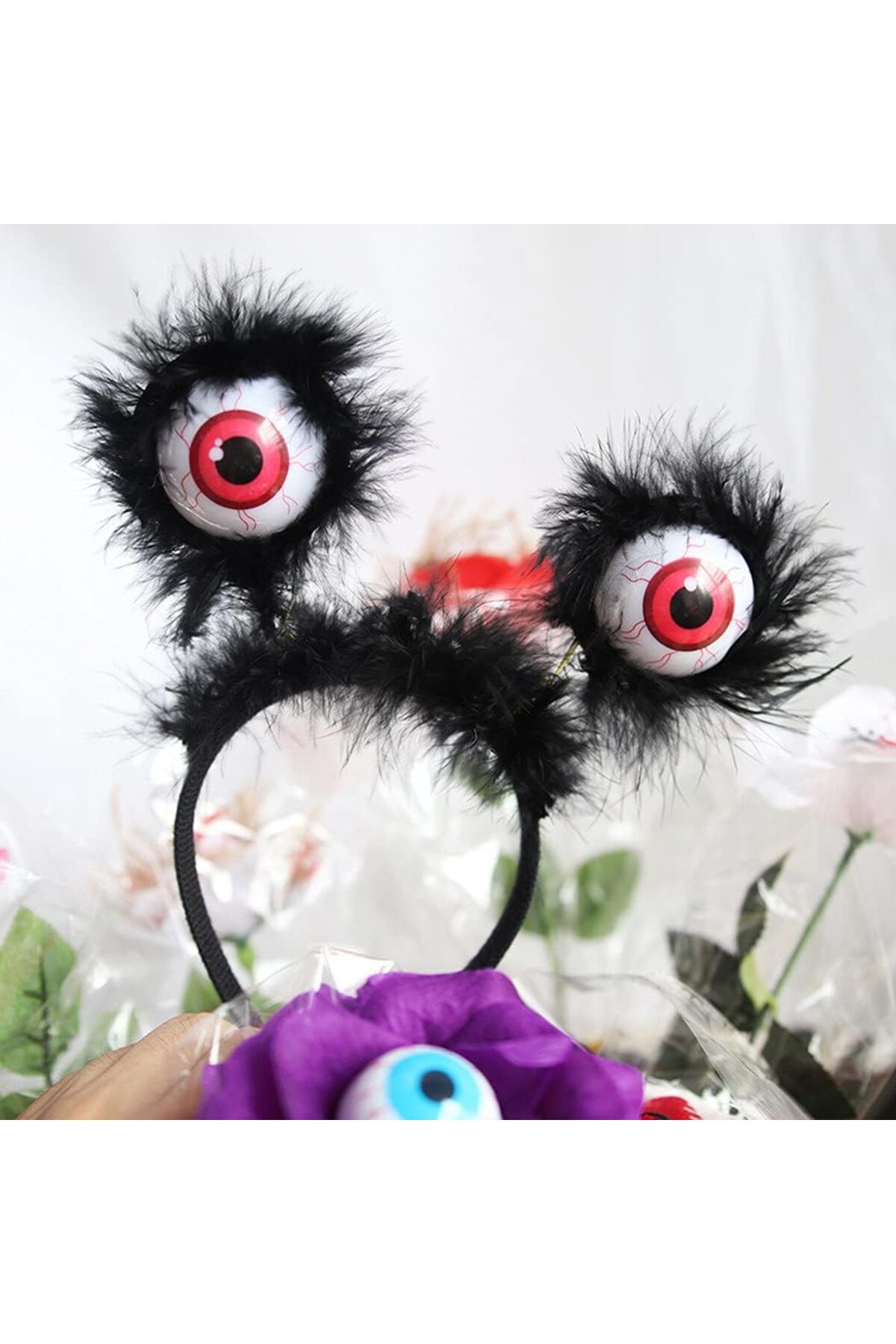 Astra Market Cadılar Bayramı Halloween Otrişli Sallanan Gözlü Parti Tacı