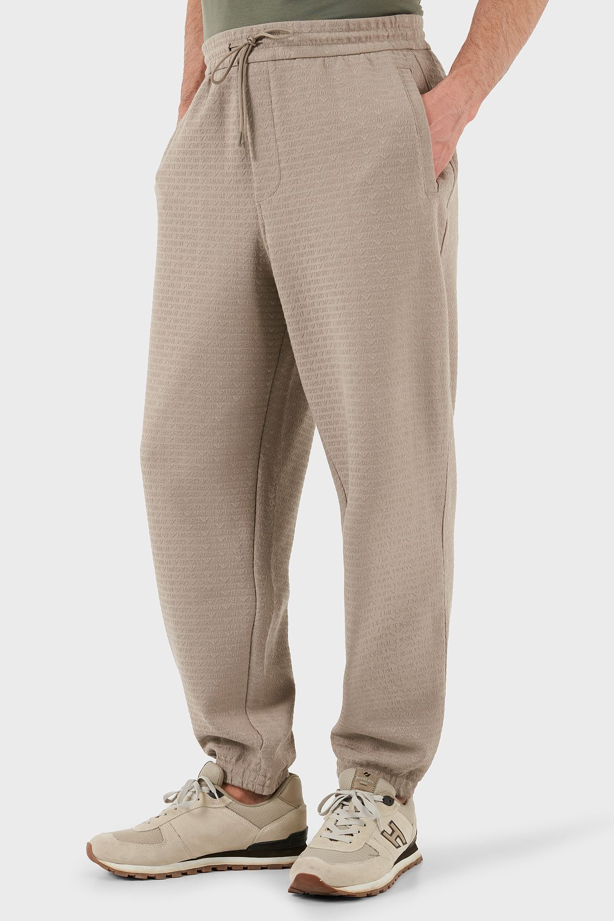 شلوار ژاکارد استرچ نخی با تناسب معمولی با کمر بالا کشدار پا شلوار Jogger شلوار مردانه Emporio Armani