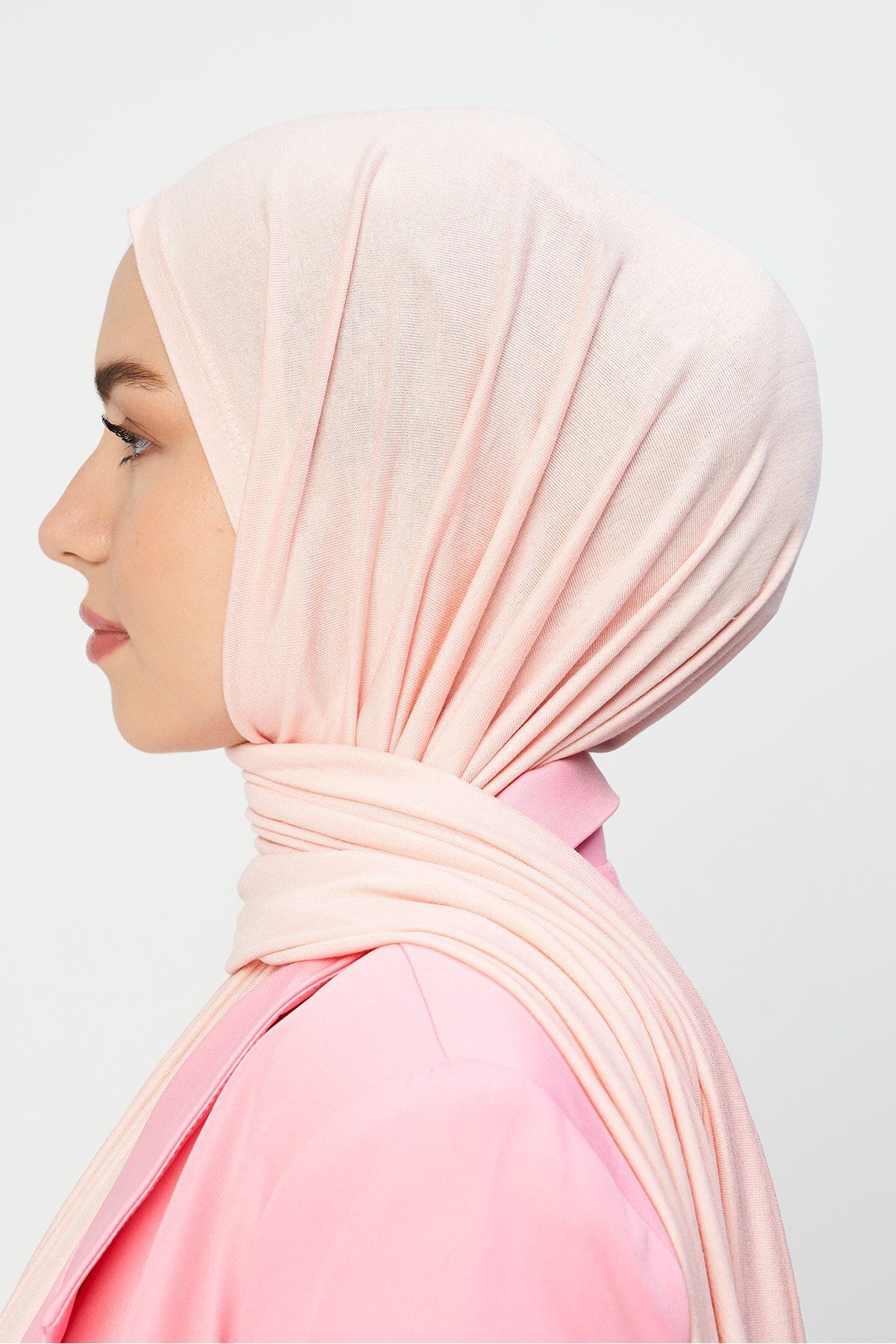 Modakaşmir-Pink Colored Combed Cotton Shawl Powder 3