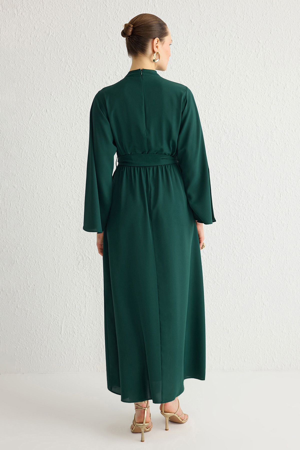 Trendyol Modest-Khaki Belted Woven Dress Tctss25Db00011 5