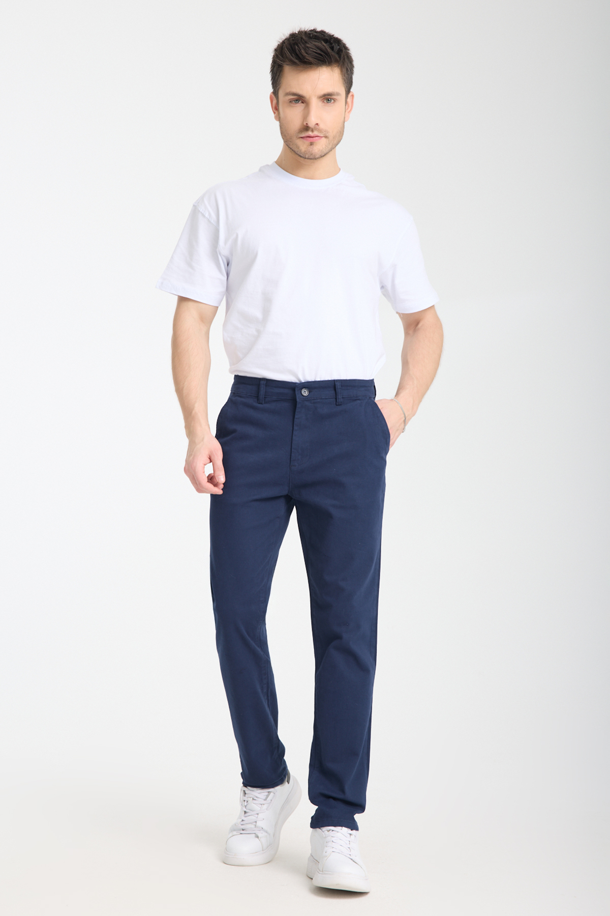  TRENDYOL MAN Lacivert Regular Fit Basic Chino Esnek Gabardin Pantolon