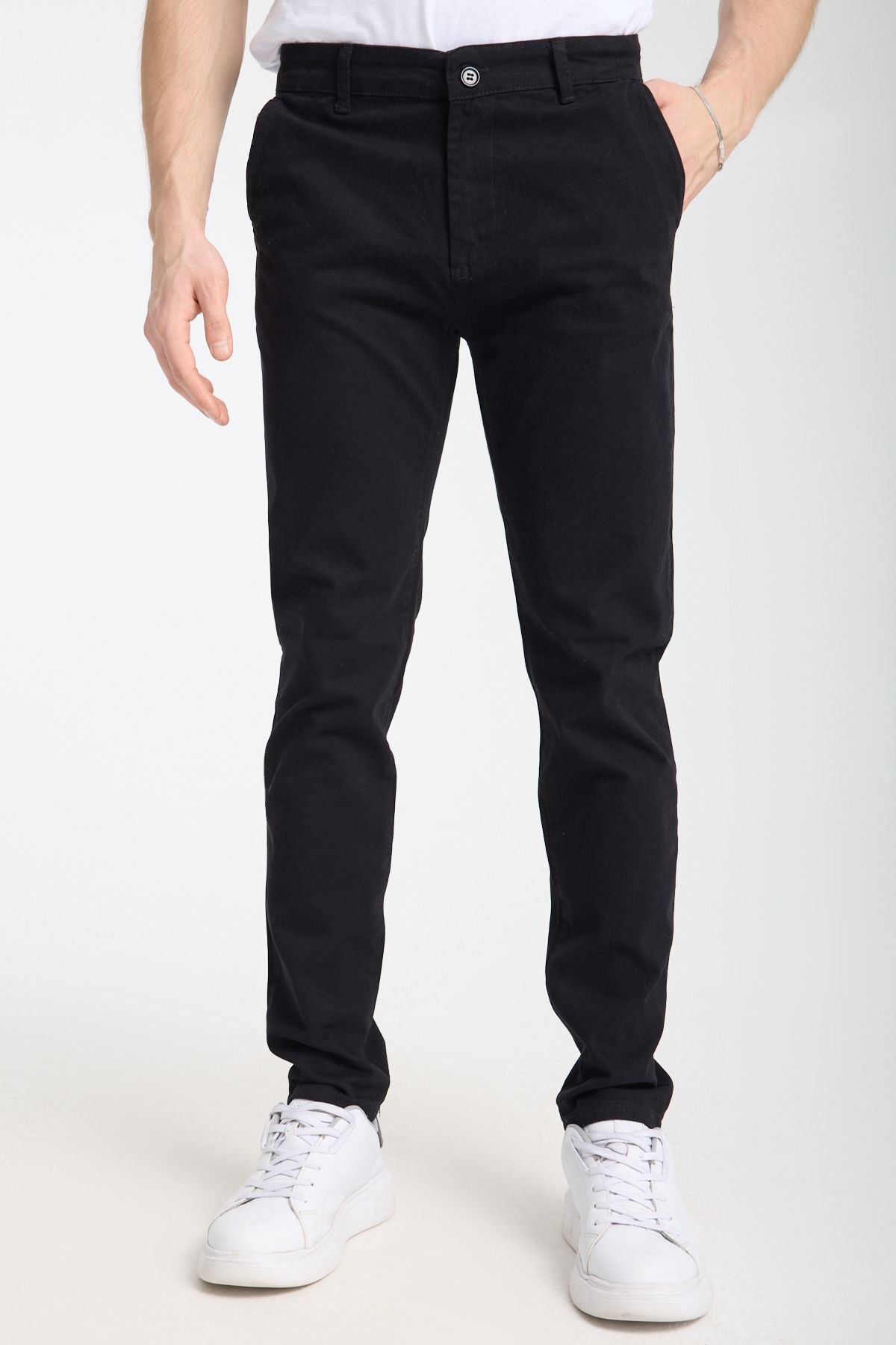 Trendyol Collection Czarne Dopasowane Spodnie Chino Basic Gabardynowe Tmnss25pl00018 Mężczyzna - 46
