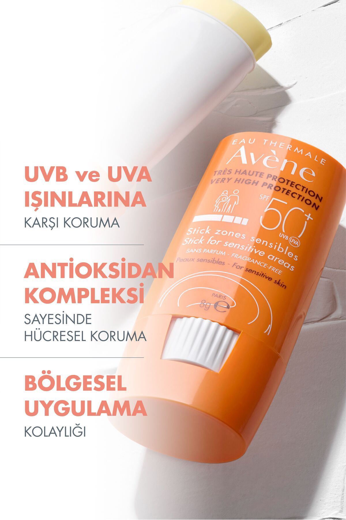 ضد آفتاب Stick SPF 50+ استیک با محافظت بالا برای نواحی حساس 8 گرم Avene