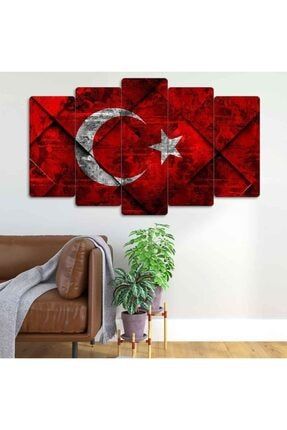 Türk Bayrağı 5 Parçalı Dekoratif Tablo Q5-0520