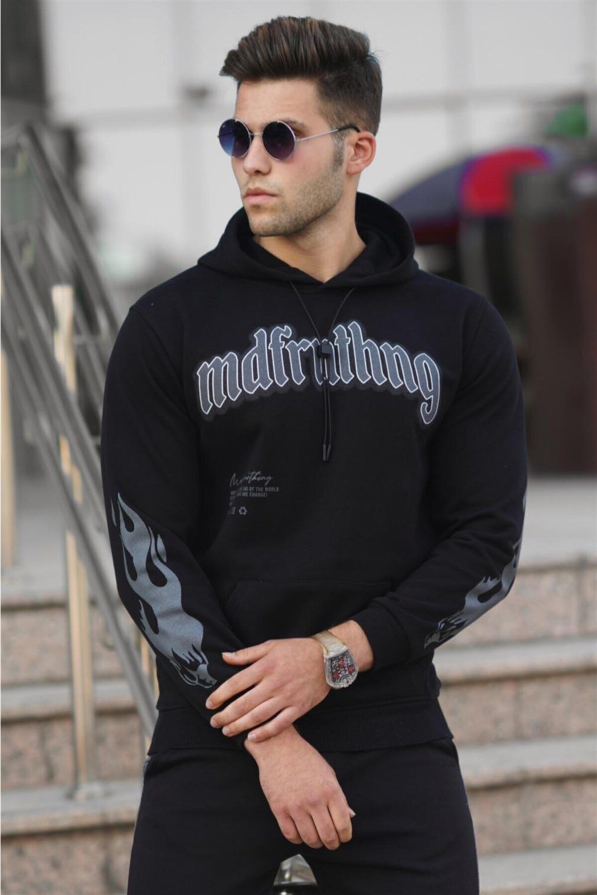 Madmext Sweatshirt Schwarz Regular Fit