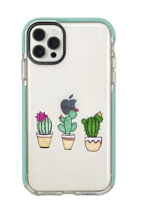 Iphone 12 Pro Max Üçlü Kaktüs Desenli Candy Bumper Silikonlu Telefon Kılıfı MC12PMCBTS175