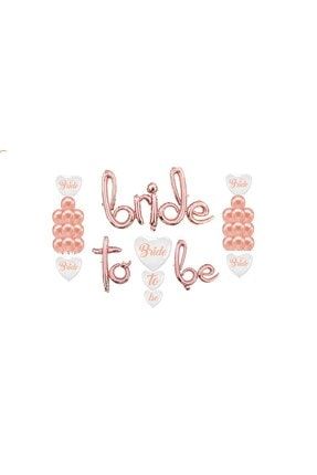 Bride To Be El Yazısı Imza Rose Gold Folyo Balon Beyaz Kalp Folyo 20 Adet Lateks Balon Seti HZRBRIDESETLER