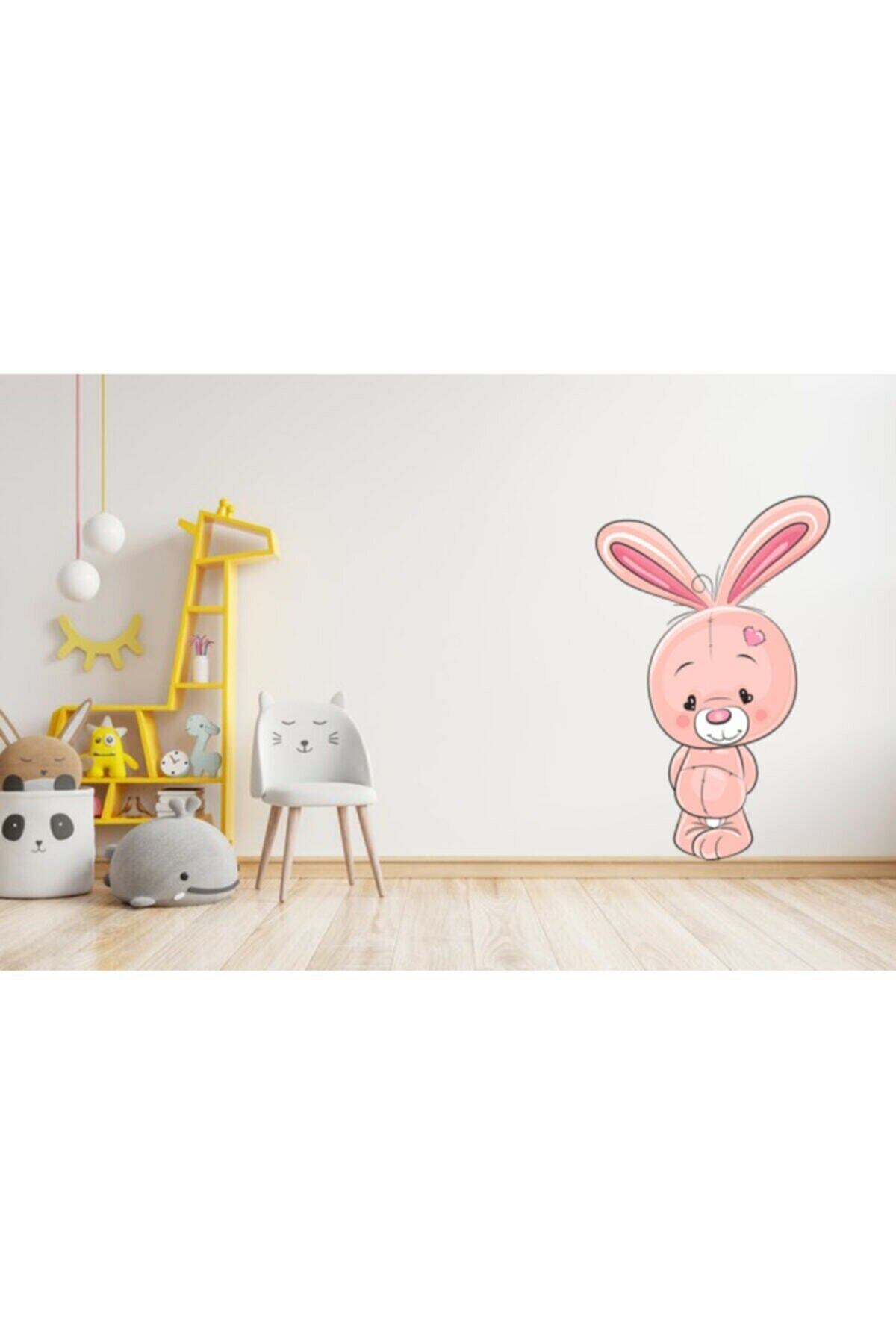 Çocuk Odası Duvar Sticker Pembe Tavşan 60x90 cm