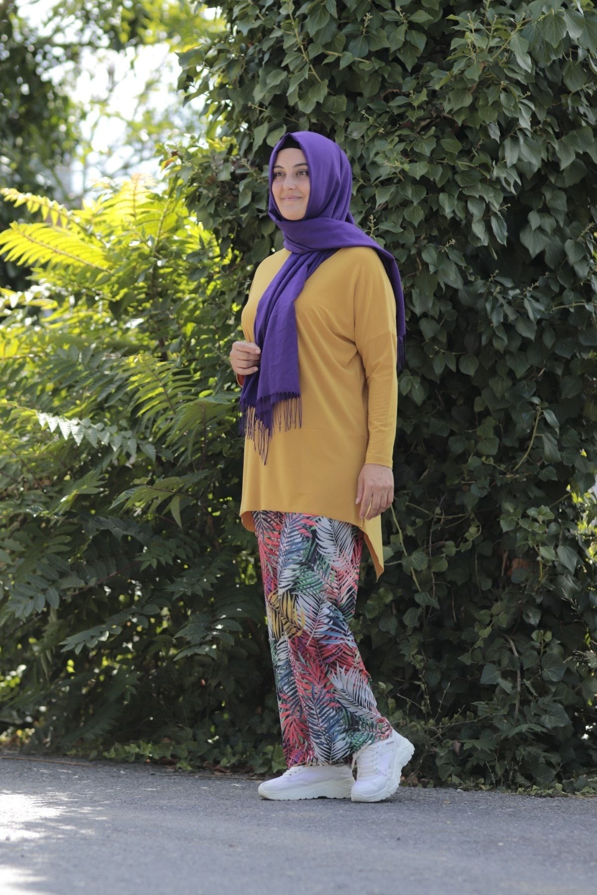 Zey&Ka Butik-Flower Pattern Tunic Trousers Double Set 2