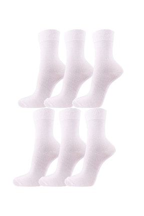 6'lı Paket Klasik Pamuklu Soket Çorap Beyaz Renk SCKH00021