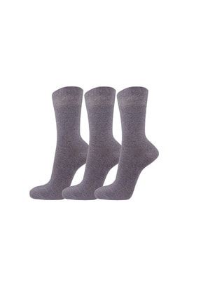 3'lü Paket Klasik Pamuklu Soket Çorap Gri Renk TYC00207603198