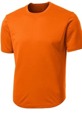 Oval Kesim T-shirt Slim Fit %100 Pamuk Turuncu Renk AİRE