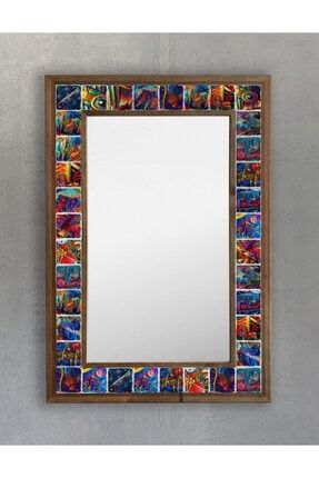 Masif Çerçeveli Mozaik Taş (DOĞAL-MERMER) Ayna 43 Cm X 63 Cm Seramik Desenli AYN4060-083