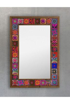 Masif Çerçeveli Mozaik Taş (DOĞAL-MERMER) Ayna 43 Cm X 63 Cm Seramik Desenli AYN4060-068