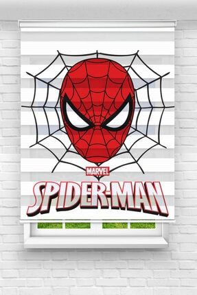 Büyük Spiderman Çocuk Odası Perde Modeli - Çocuk Ve Bebek Odası Zebra Stor Perde - Baskılı Perde P-458-458