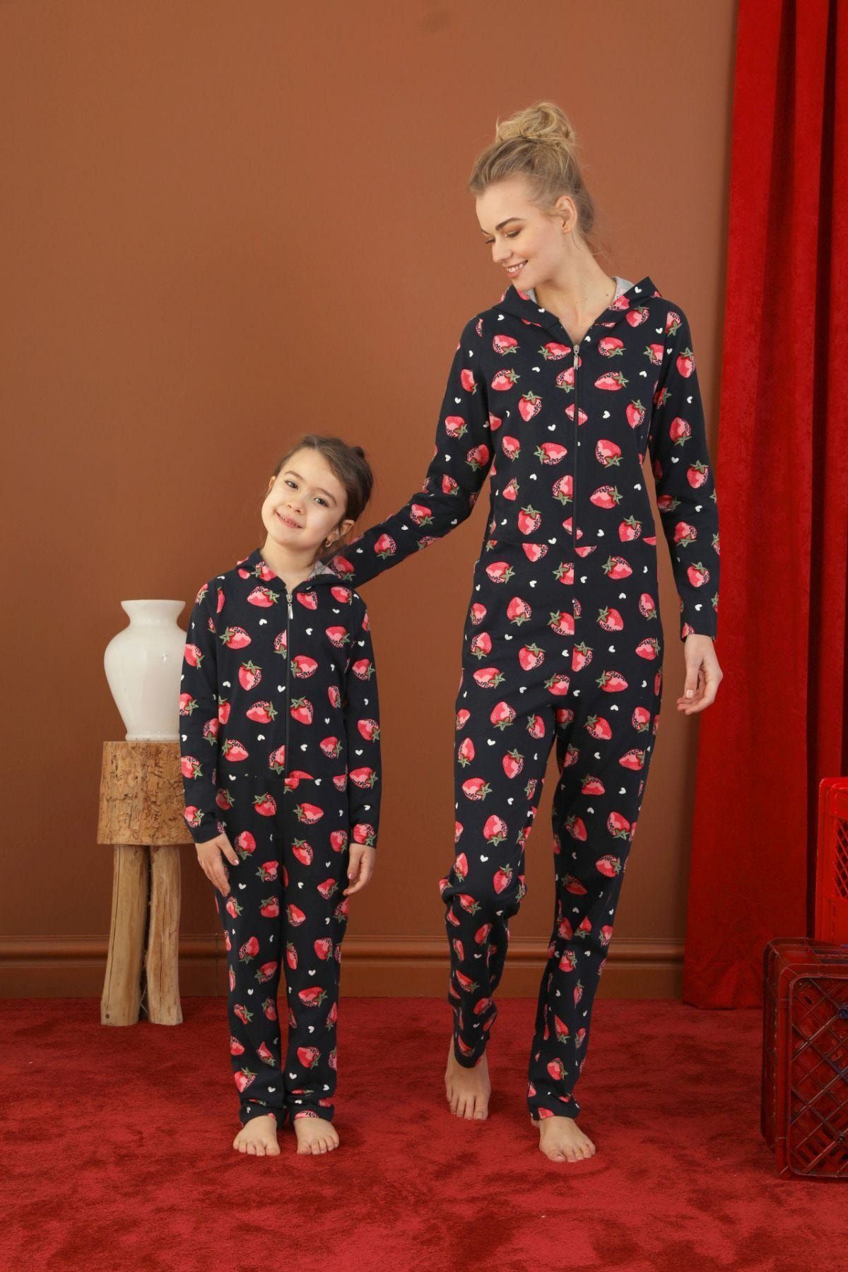 Siyah İnci-Cotton Lycra Hooded Zipper Jumpsuit 2