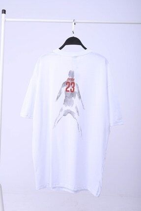 Beyaz Jordan 23 Ön Arka Baskı Man Tshirt 22379
