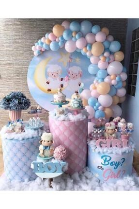 100 Adet Cinsiyet Belirleme Balon Zinciri Mavi Pembe Somon Renk YC898781