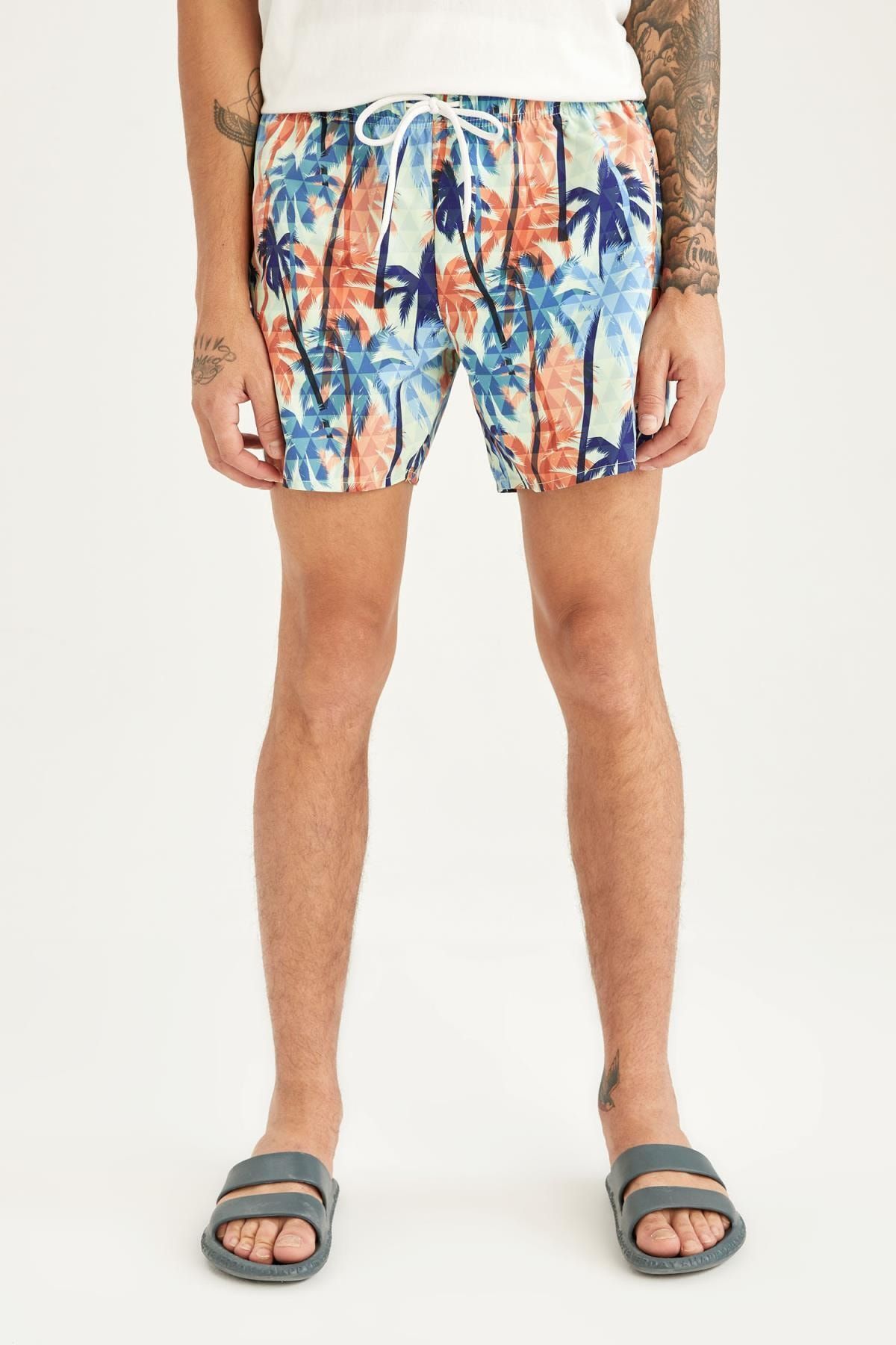 DeFacto-Palm Tree Patterned Short Swim Shorts 3