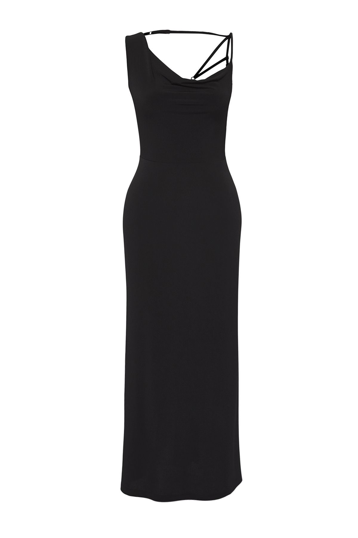 Trendyol Collection-Rochie tricotată elastică, elastică, neagră, cu spate, ediție limitată TWOSS25EL00509 3