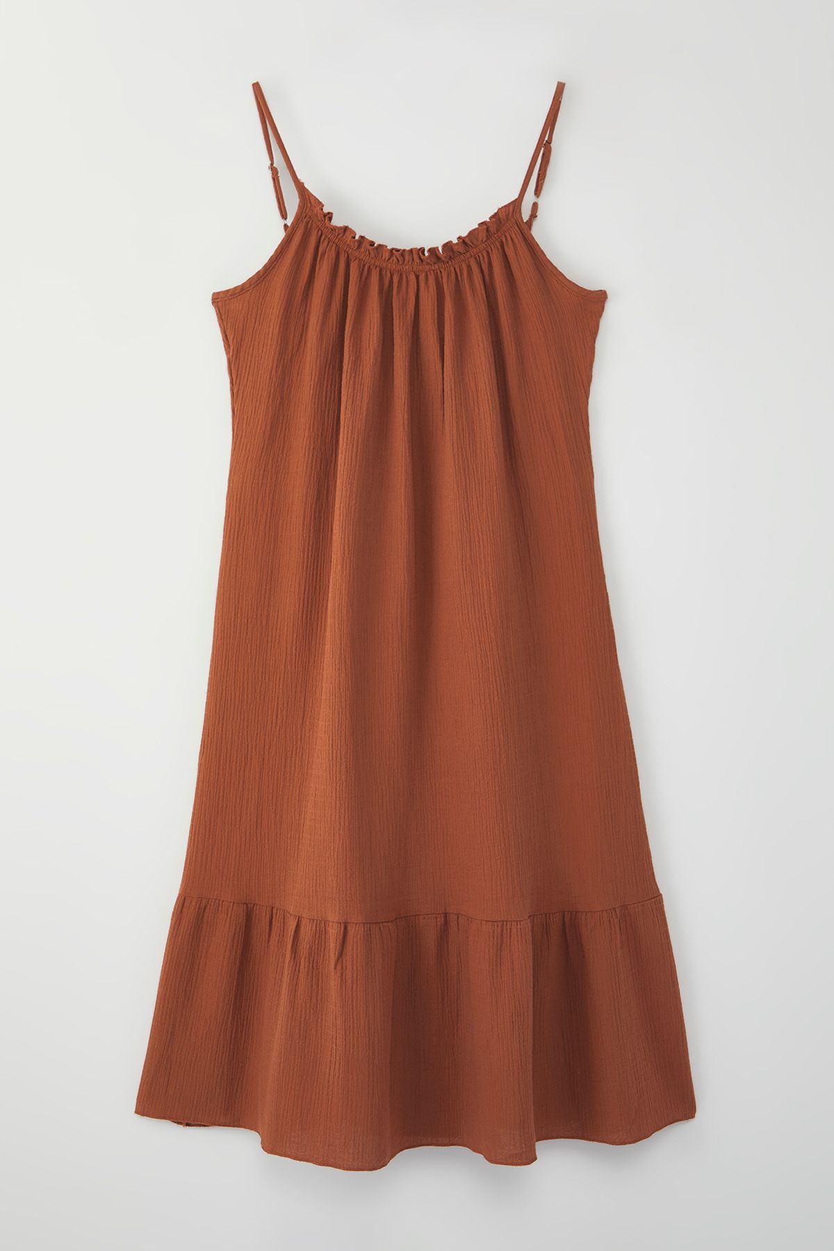 Trendyol Curve-Φόρεμα Maxi Beach Wear μεγάλου μεγέθους - υφή μουσελίνας από πλακάκια, ζαρτιέρες TBBSS25AH00096 5