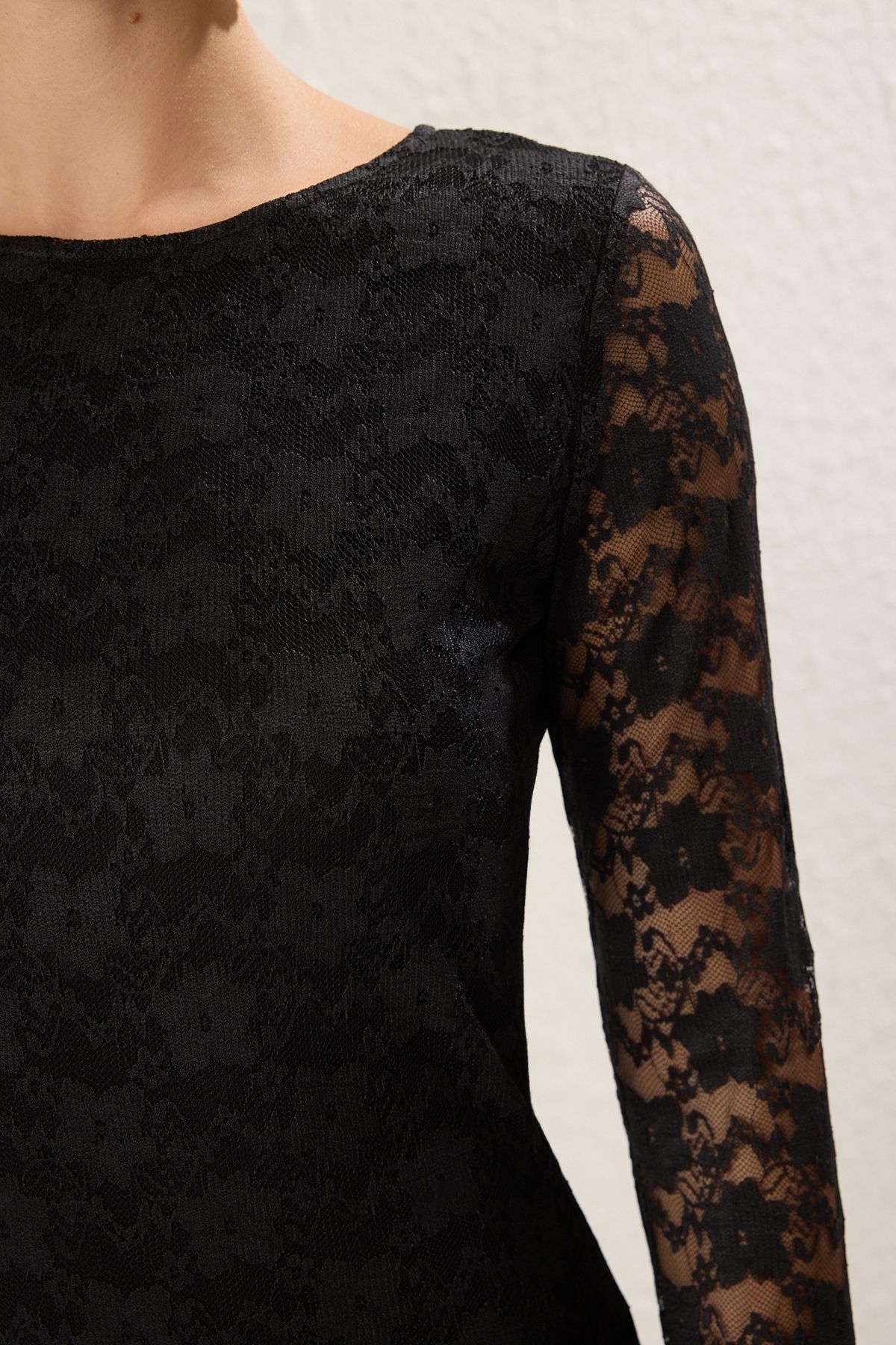 Trendyol Collection-Schwarzer, gerader Rock, Taillenöffnung, Ballonrock, gestrickte Spitze, Mini-Futter, schickes/Abendkleid 3