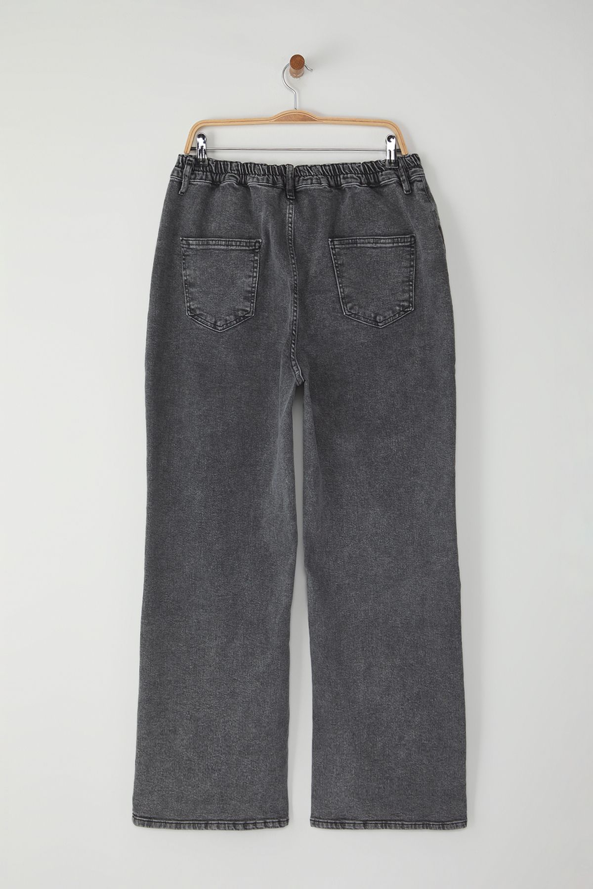 Trendyol Curve-Gray High Waist Elastic Waist Wide Leg Comfort Plus Size Wide Leg Jeans Tbbss25Cj00002 3