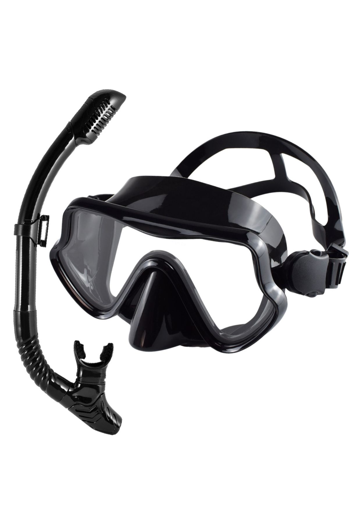 JoyMaySun-PureBlack Scuba Diving Mask Snorkel Set For Adults Tempered Glass Professional Panoramic Snorkeling 1