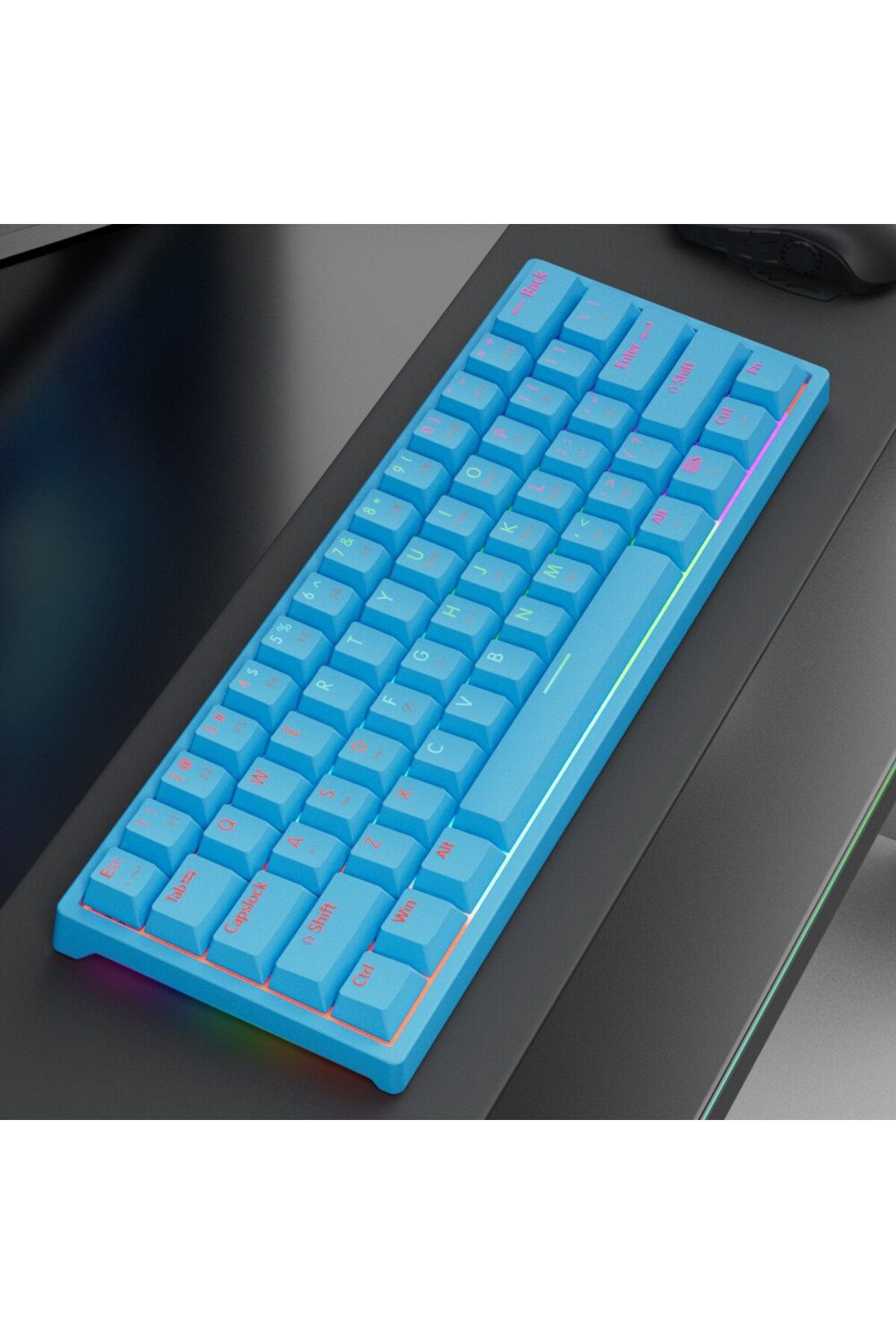 MUCAI-Red Switch MK61-LAN MUCAI MK61 USB Gaming Mechanical Keyboard 61 Keys Red Switch Wired Detachable Ca 1