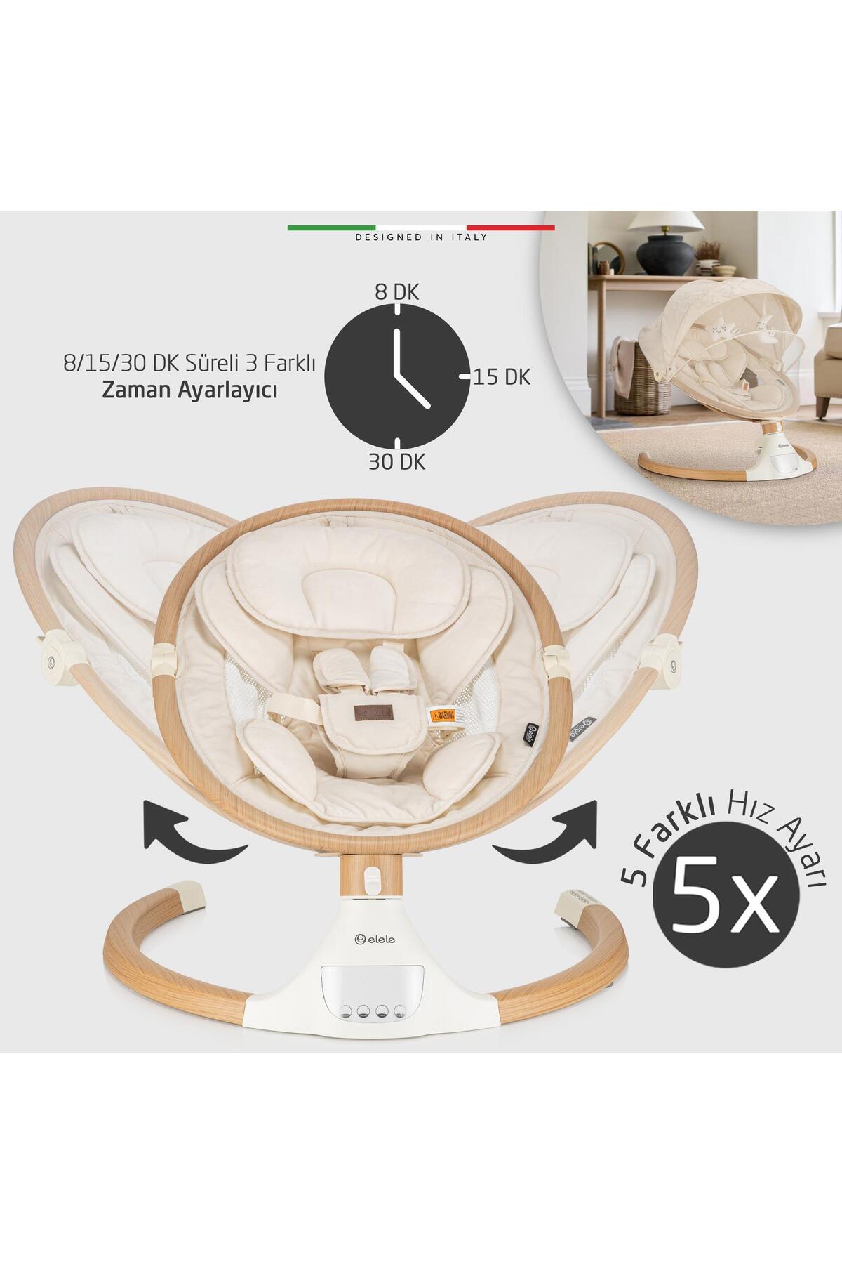 Elele Amore 2 Elektrikli Otomatik Sallanan Ana Kucağı Kademeli Bej fotoğrafı 5 (önizleme)