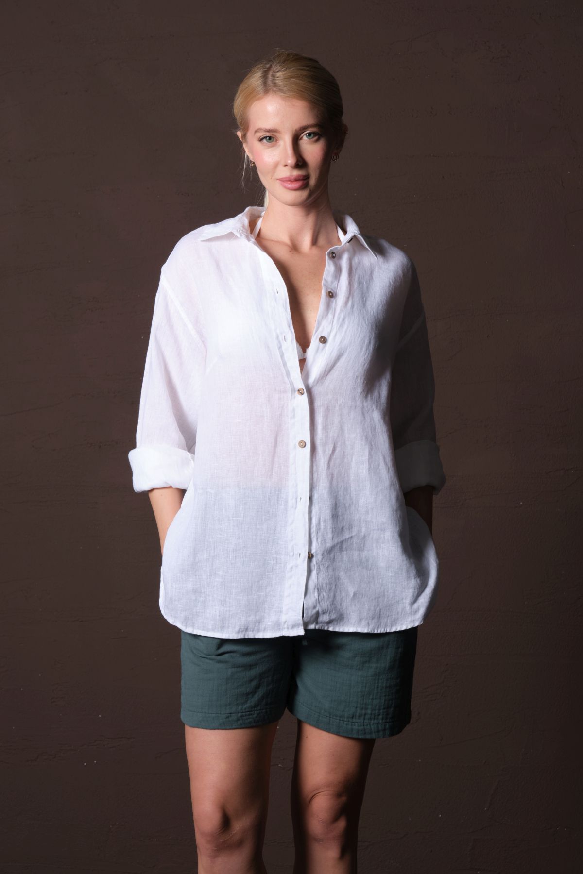 Maule-100% Linen - Breathable Anti-Sweat Long Sleeve Summer Women's Shirt @Braga 6