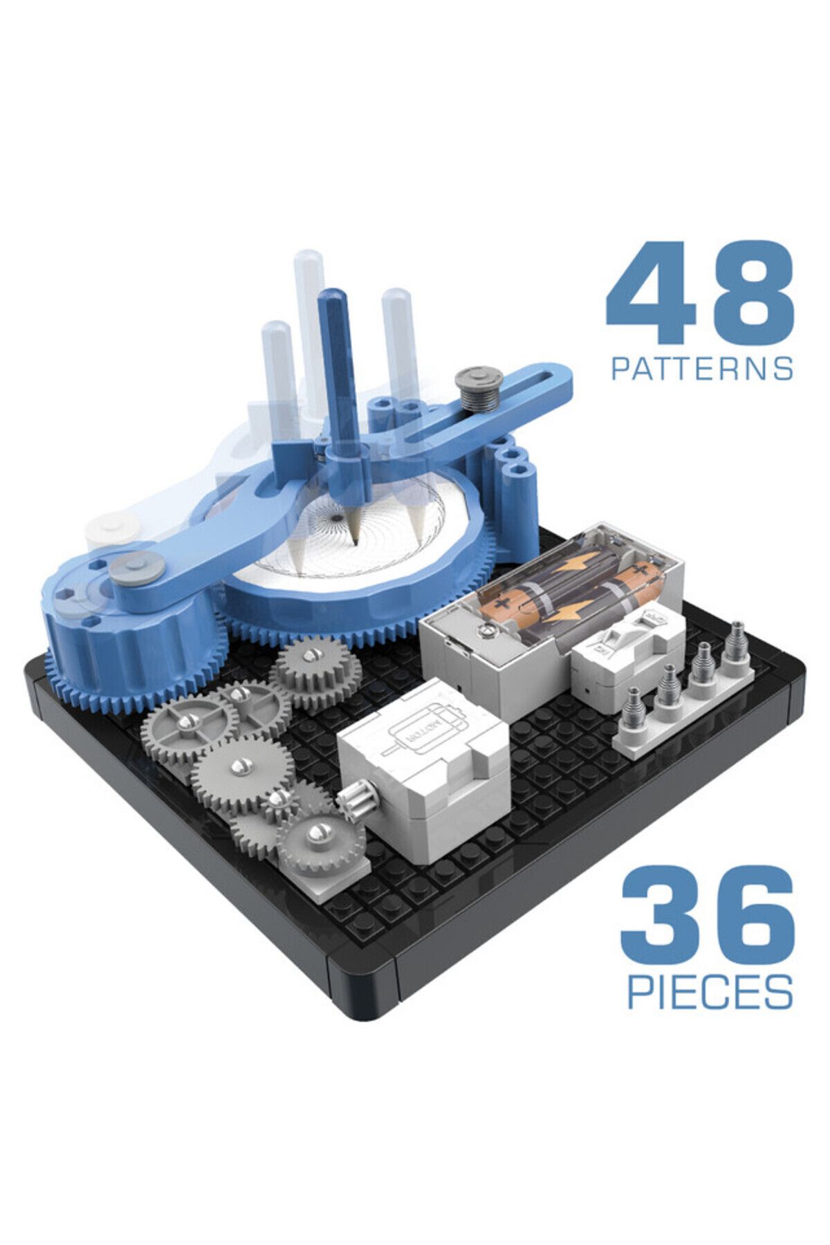 Little Story-DIY 48 Pattern Electrical Painting Plotter Instrument (36 Pcs), STEM Series-Blue 4