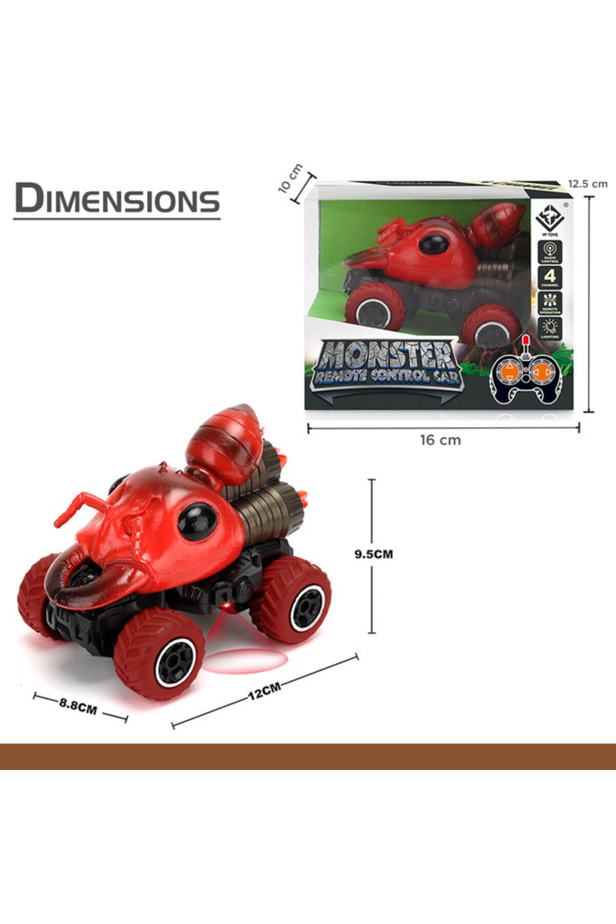 Little Story-Kids Toy 4 Channel Ant Car wt Remote Control-Red 3