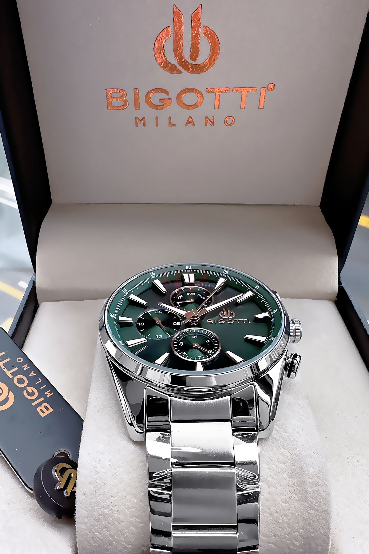 Bigotti-5 Atm Waterproof Men Wristwatch - Silver Color, Steel Band + Gift Bracelet Bme2019C4 6