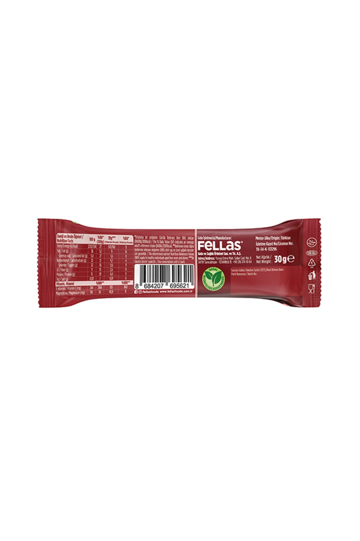 Fellas-Red Fruit Nuts Bar 30g X12 Pieces 4