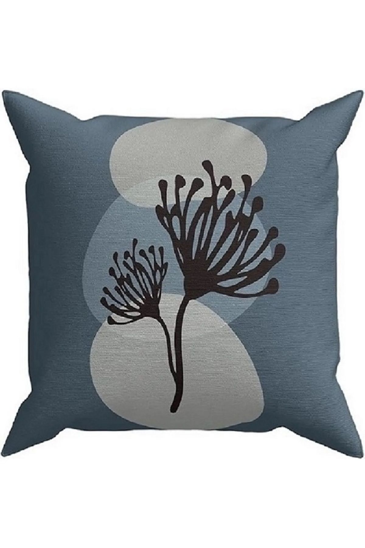 ALAMODECOR Bohem Stil Beyaz, Mavi Çiçek Desenli Çift Taraflı Djital Baskılı 2'lü Kırlent Kılıfı Seti
