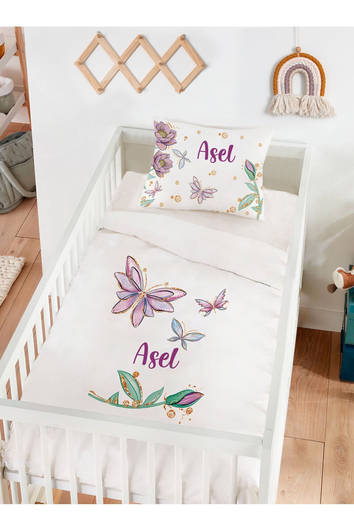 Custom Name 100% Cotton Baby Duvet Cover Set Animals