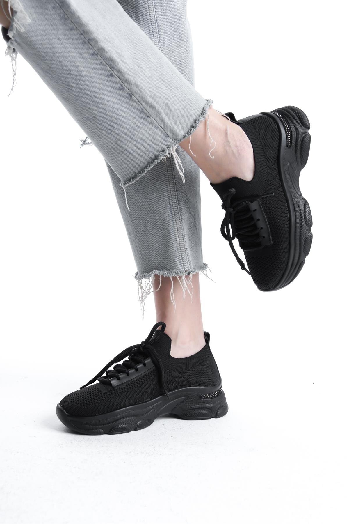 Black Knitwear Gemstone Sneakers & Sneakers