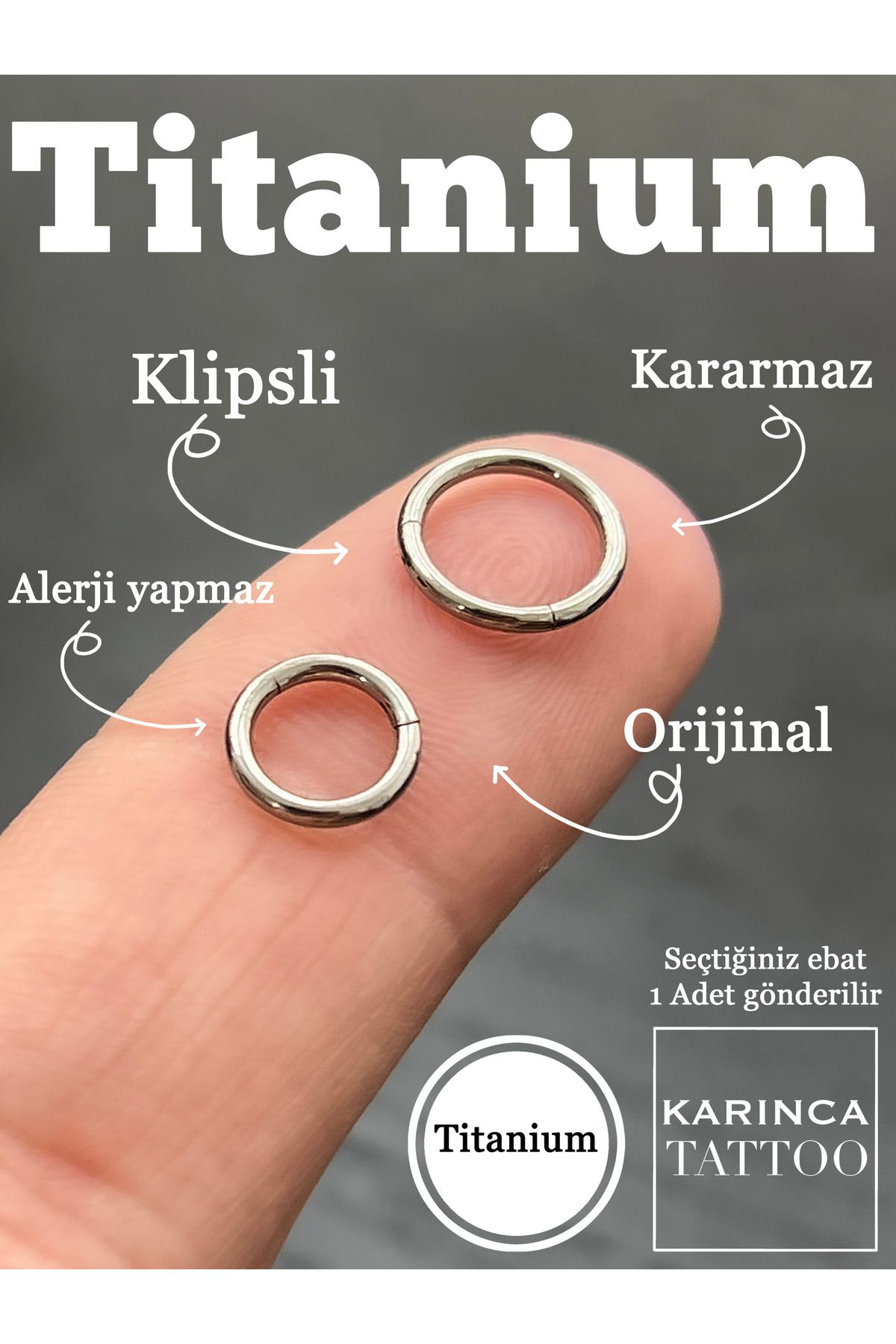 Karınca Piercing-Piercing & Body Art - Titanium Full Ring, Tragus, Helix, Rook, Daith, Snug, Eyebrow, Smiley, Lip, Septum, Nostril, Nose 5