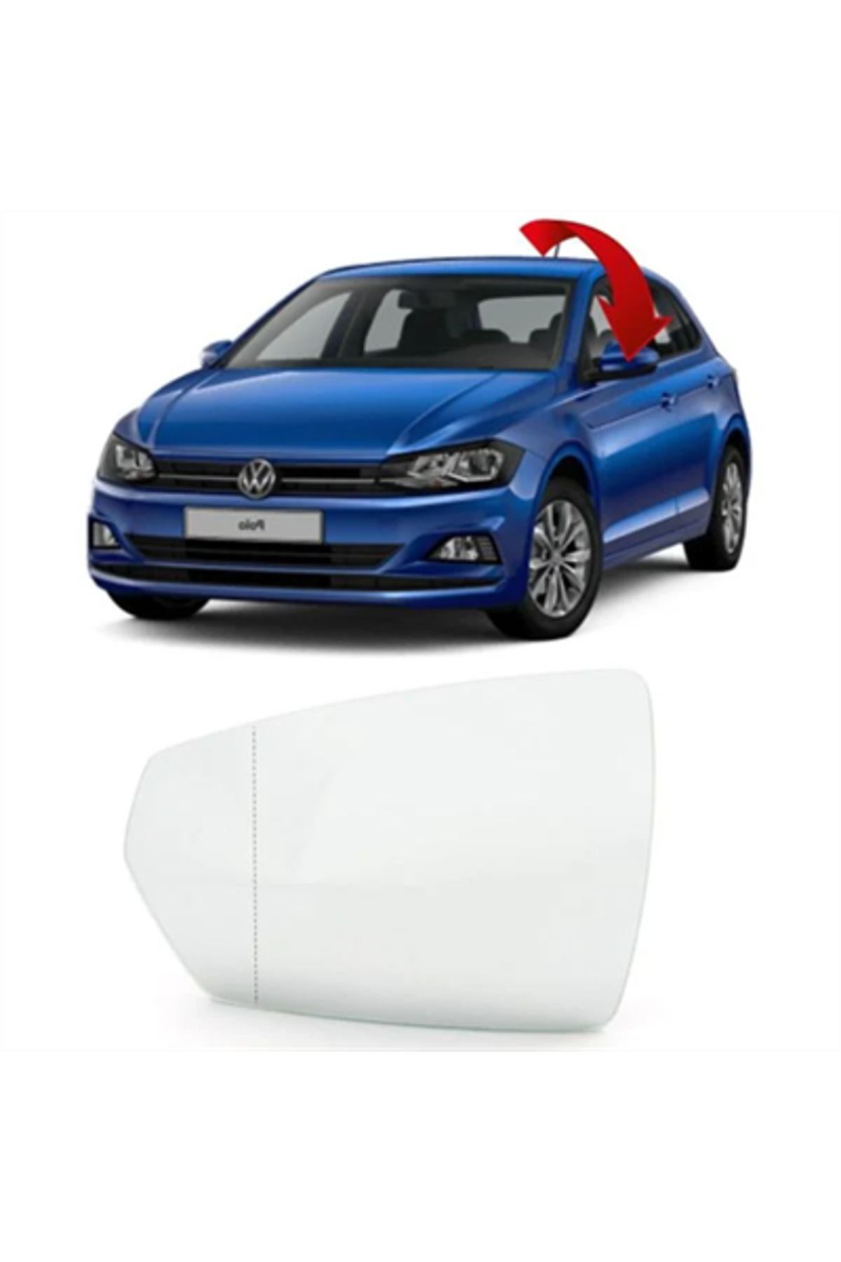 İthal Volkswagen Polo 2018 Model Sonrası Sol ( Şoför ) Tarafı Ayna Camı