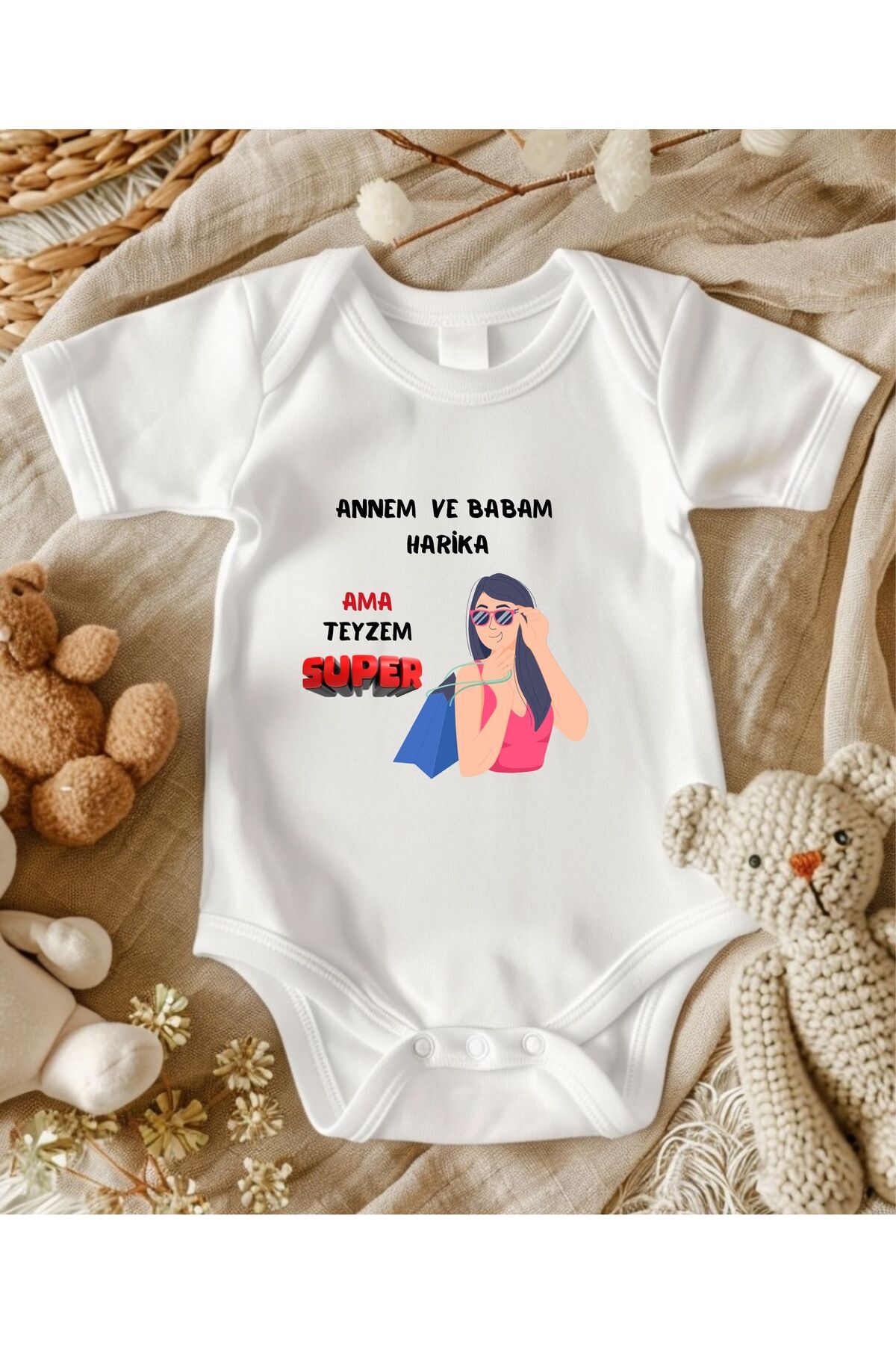 lupi yazılı zıbın hediye yenidoğan anne baba hala yenge amca dayıya