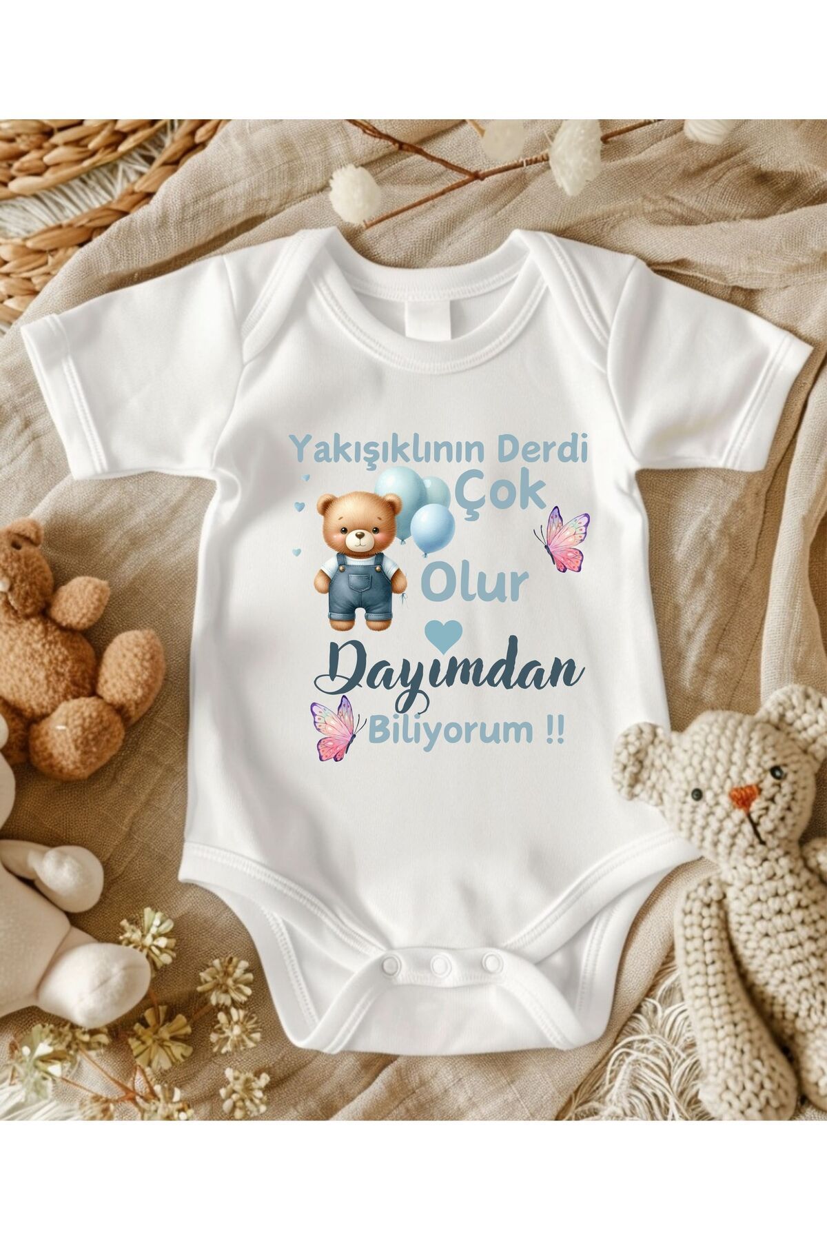 lupi yazılı zıbın hediye yenidoğan anne baba hala yenge amca dayıya