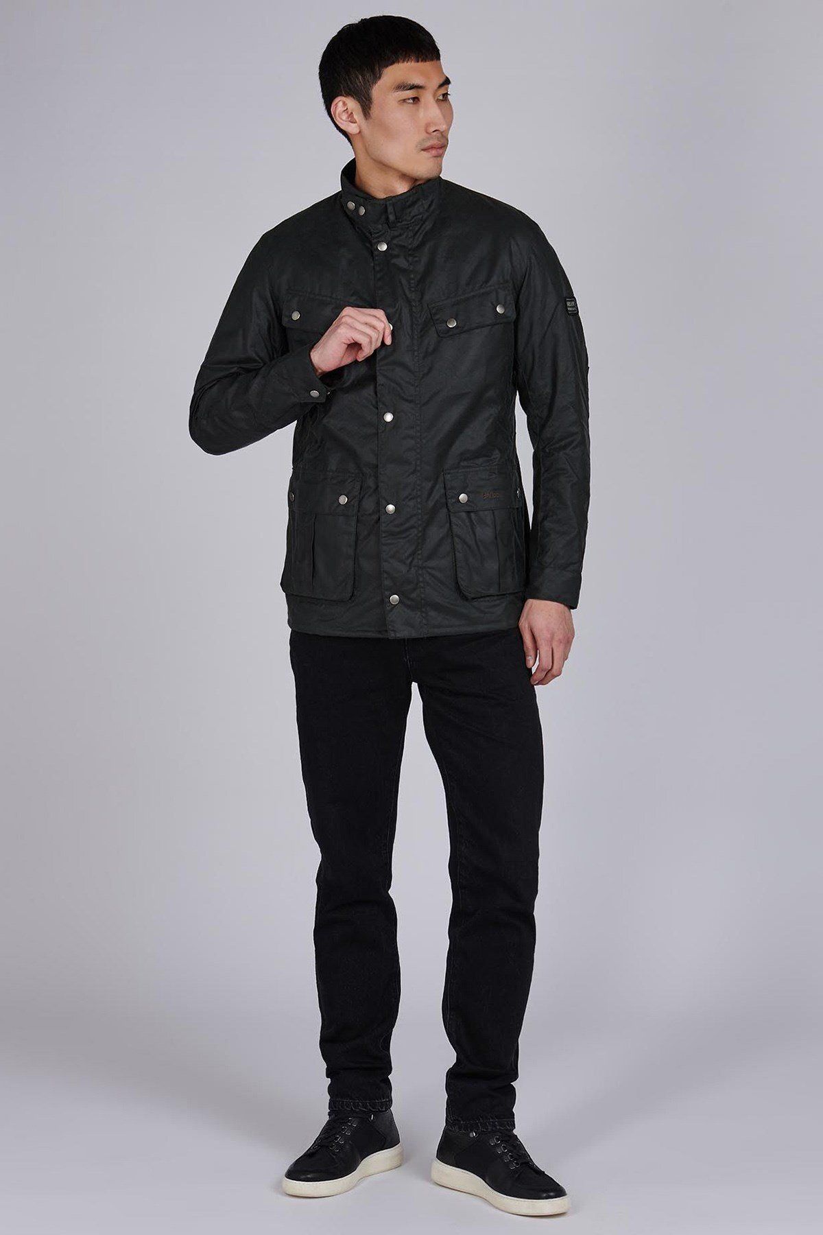 کاپشن مشکی مردانه B.INTL DUKE OIL SG91 SAGE Barbour