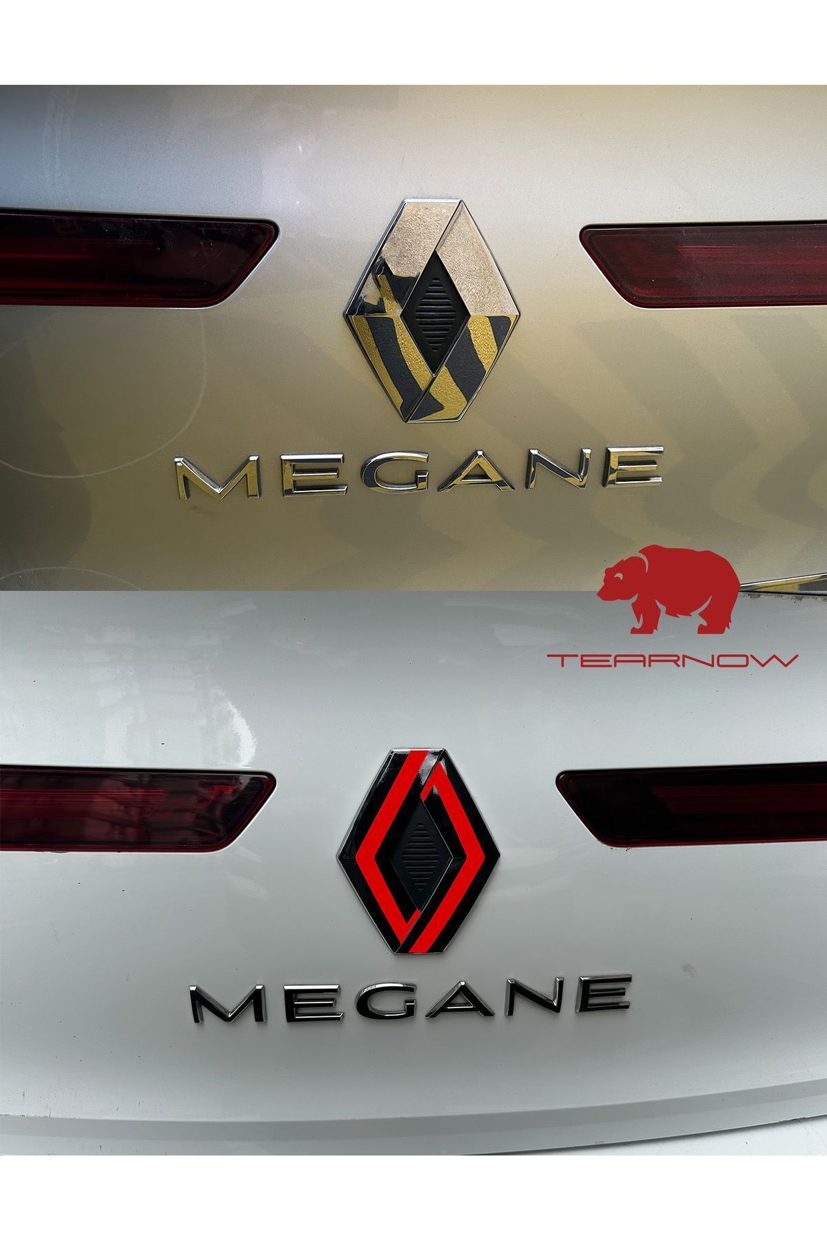 TEARNOW-Megane 4 (2016-2024) شعار تصميم جديد - ملصق طلاء أحمر ساطع وبيانو أسود 3
