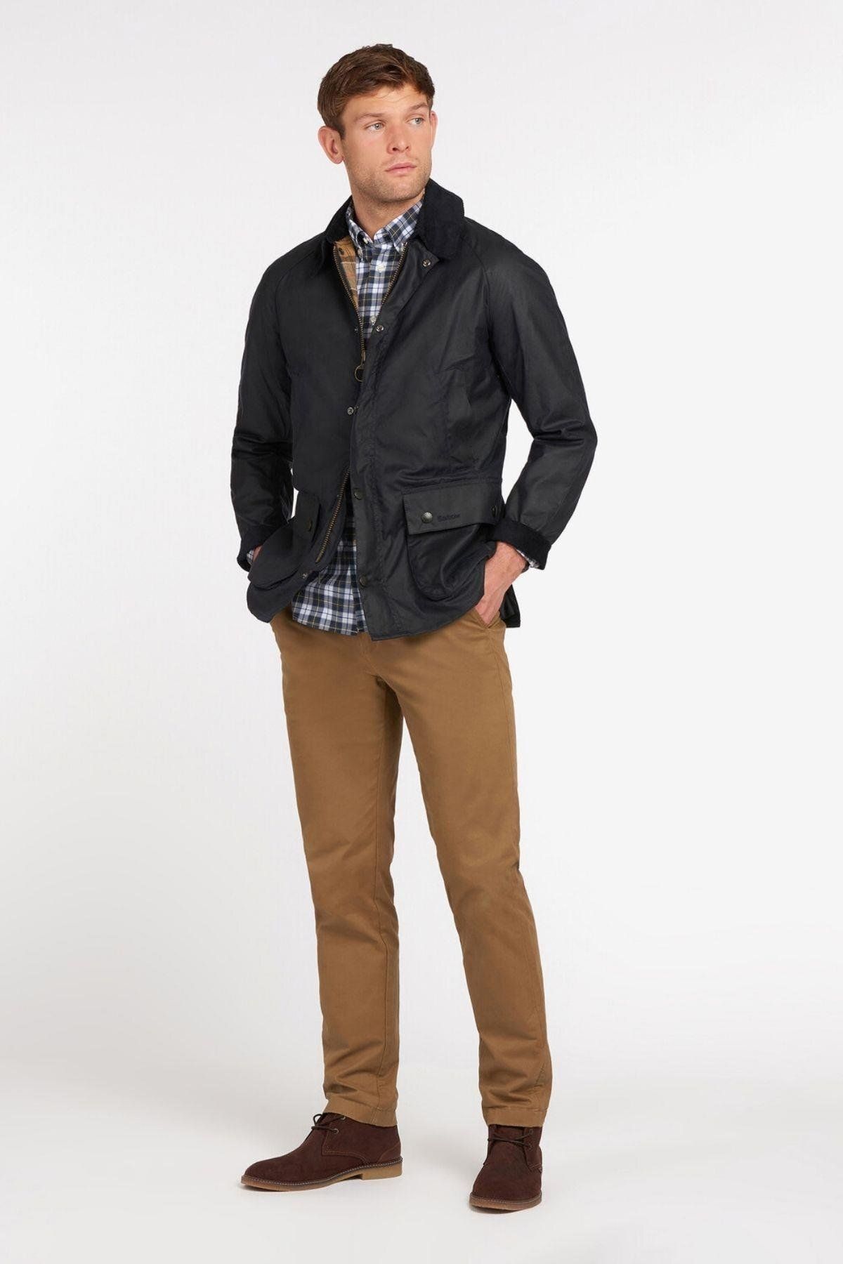 کاپشن آبی مردانه ژاکت روغن اشبی NY92 سرمه‌ای Barbour