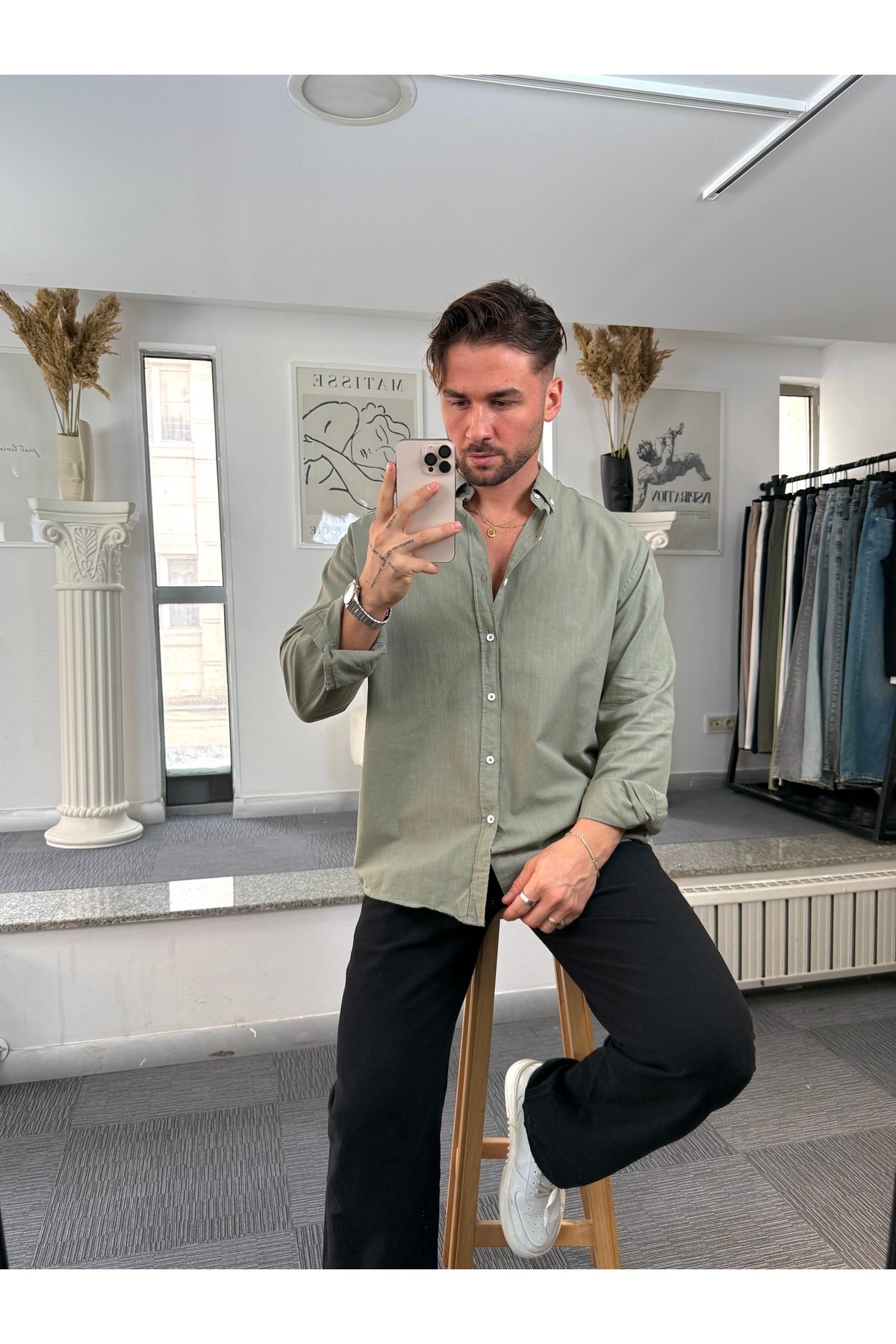 UTTBASİC  Giesto Oversize Fresh Keten Gömlek - Görsel 3