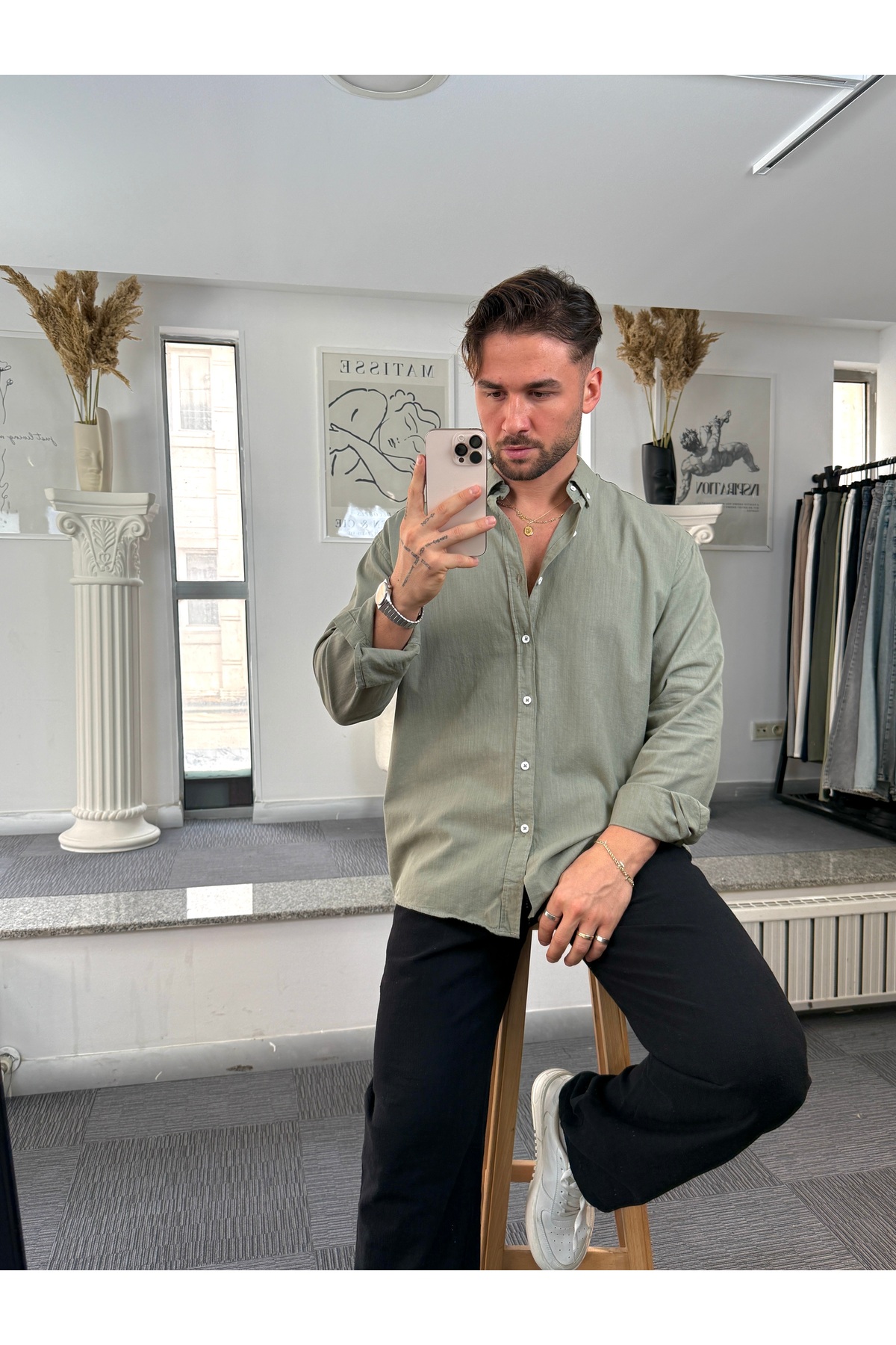 UTTBASİC  Giesto Oversize Fresh Keten Gömlek - Görsel 4