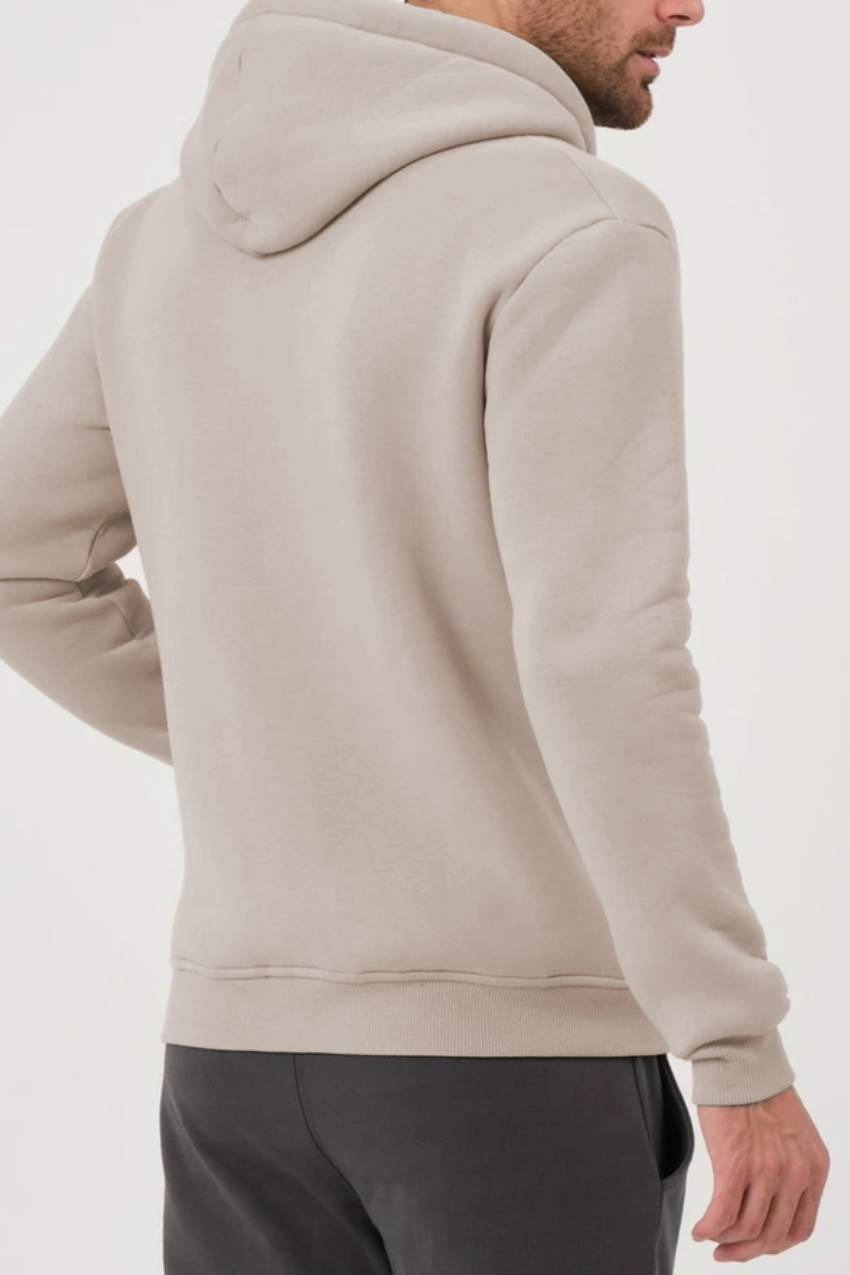 Bej Düz Unisex Oversize (3 IPLİK) Kalın Içi Polarlı Hırka — بژ MKHRKAKCP04 — تصویر 4 از 7
